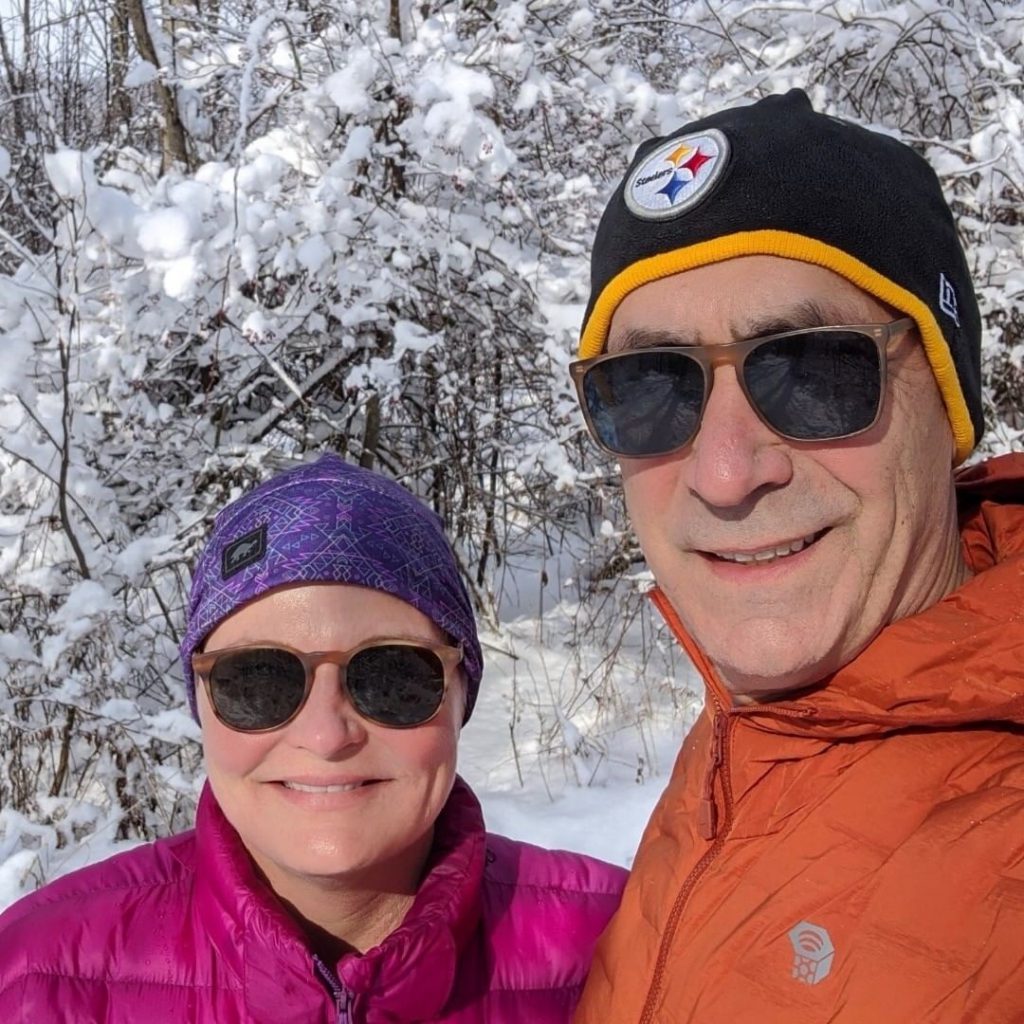 Dr. Koenig and his wife Laura snowshoeing
