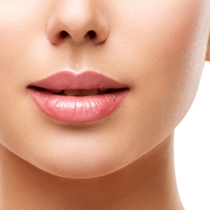 lower face, full lips of female model