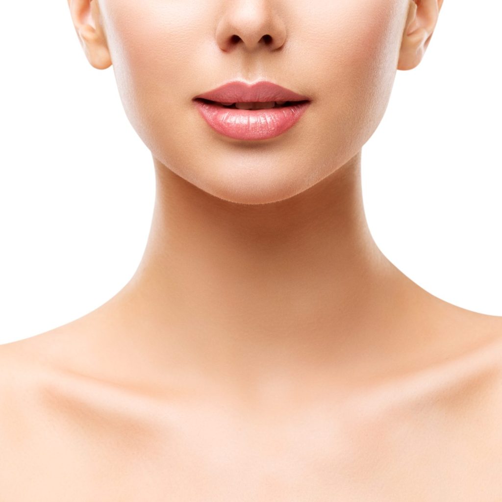 image showing full lips and shoulders of female model
