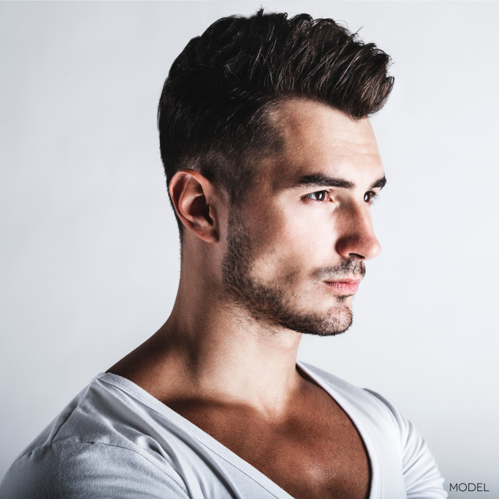 male close up of face in profile