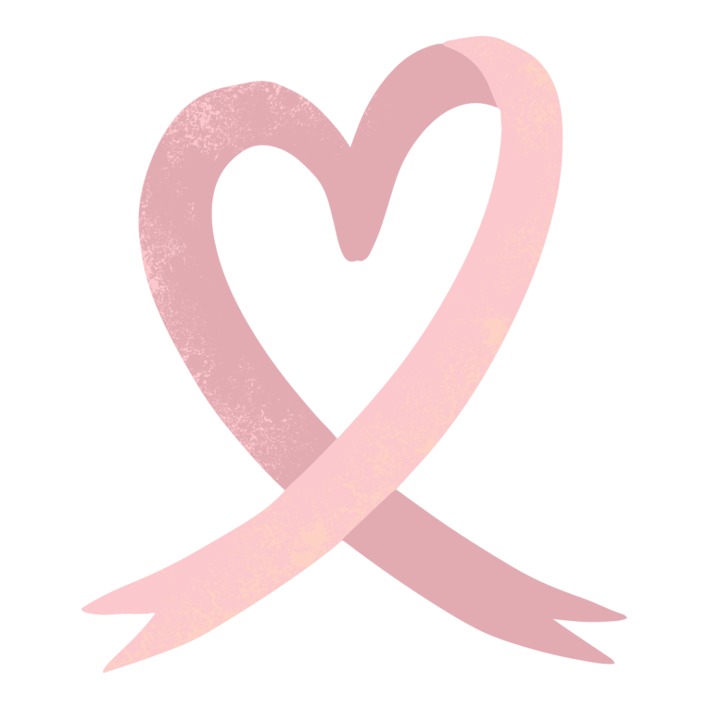 pink ribbons forming a heart shape