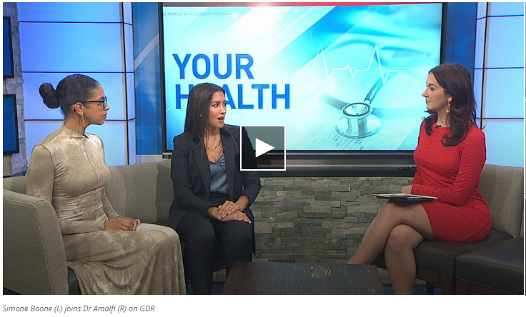 Dr. Amalfi on Good Day Rochester with a patient.