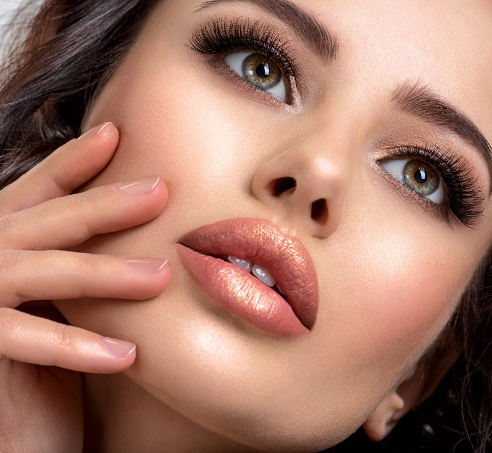 Model touching face