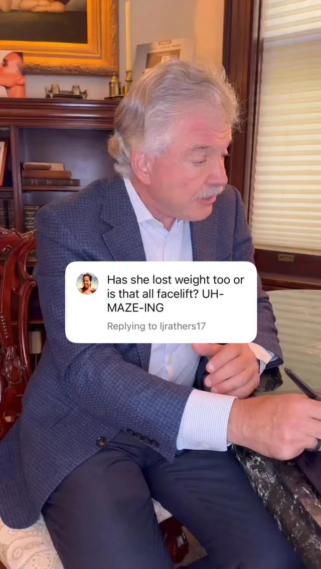 Not all facial concerns come from aging. Some patients have always had certain features like a neck that appears full or drops straight down even in their 20s. Dr. Quatela explains what causes this “genetic neck,” often due to hereditary fullness or prominent submandibular glands.
A common misconception? That weight loss would fix it. The truth is, even at her ideal weight, this patient’s neck would still lack definition because the fullness isn’t from fat alone. It’s structural, hereditary, and requires surgical contouring to address.
The question Dr. Quatela poses to every patient is key: Do you want to look like you did when you were younger, or better than you did when you were younger?
A deep plane facelift goes beyond the skin. By lifting and repositioning the deeper layers of facial tissue and muscle, it allows for natural-looking contouring, especially in the jawline and neck. For those born without definition in these areas, it’s not just about reversing aging. It’s about creating the contour that genetics never gave them.
Given the choice, most patients don’t just want restoration. They want enhancement.